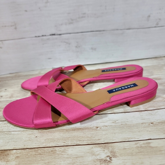Margaux NWOB The Slide Sandals in pink orchid satin EU 38 - Picture 5 of 11